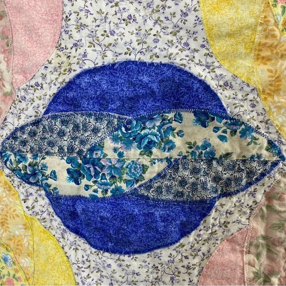 Vintage Handmade Floral Boho Baby Quilt